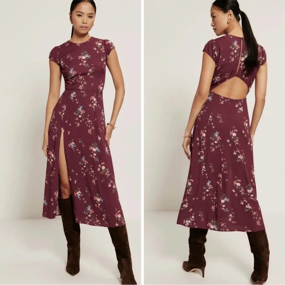 Reformation Gavin Dress Rosaline Red Floral 2